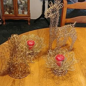 Candle holder deer and angel set